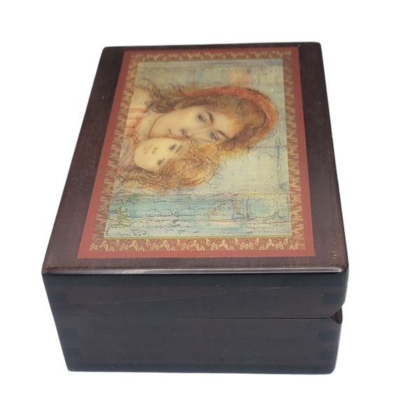 Vintage Edna Hibel Mother & Child Wood Trinket Jewelry Box American Music Box Co - Picture 3 of 11